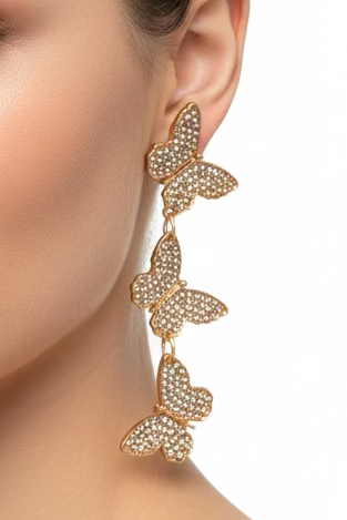 RHINESTONE TRIO LOVE EARRINGS