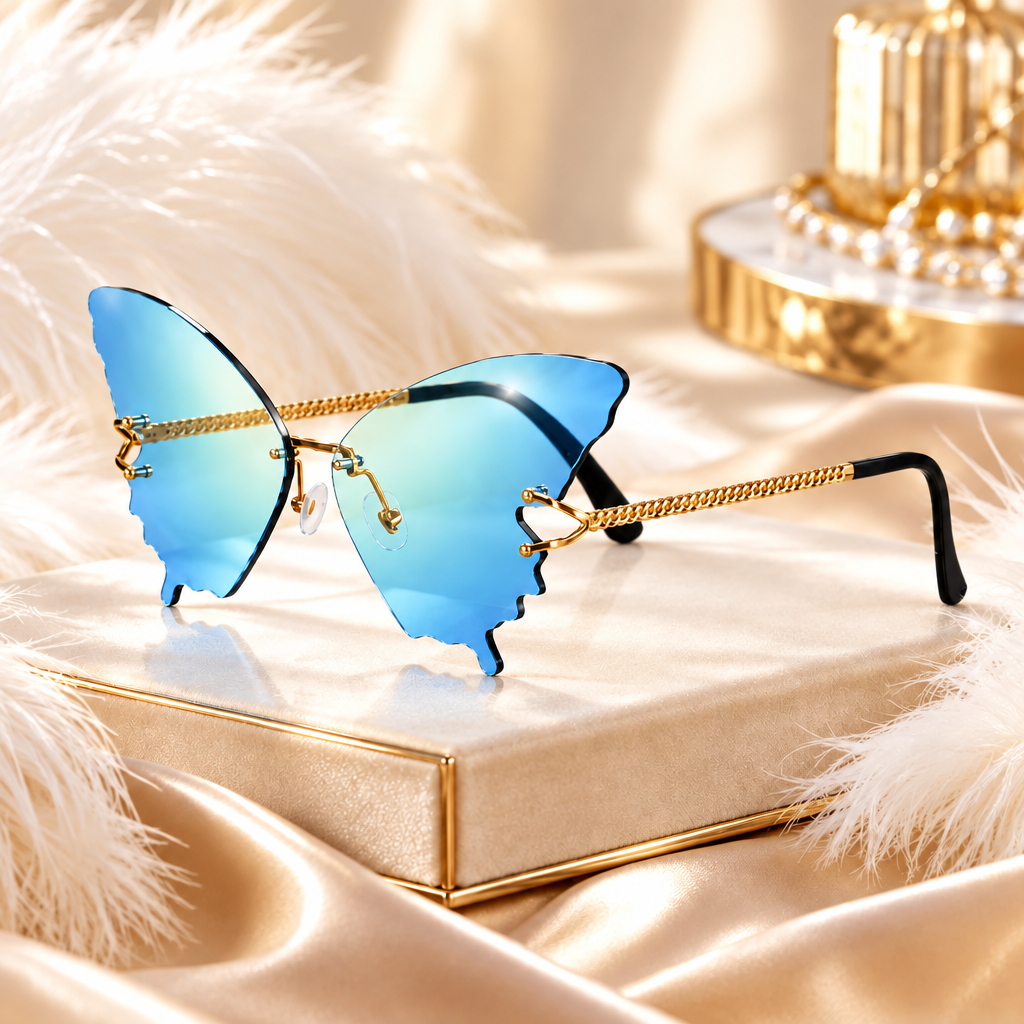 Sky Blue Butterfly Wing Sunglasses