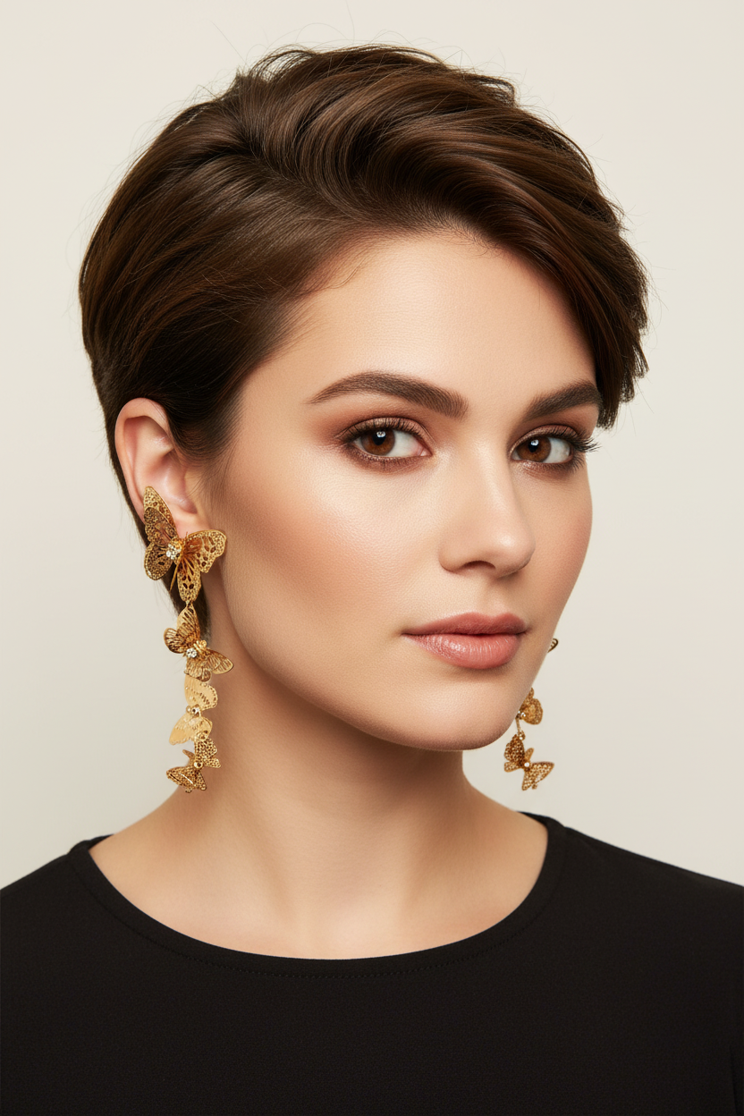 3D LONG TRIO LOVE EARRINGS