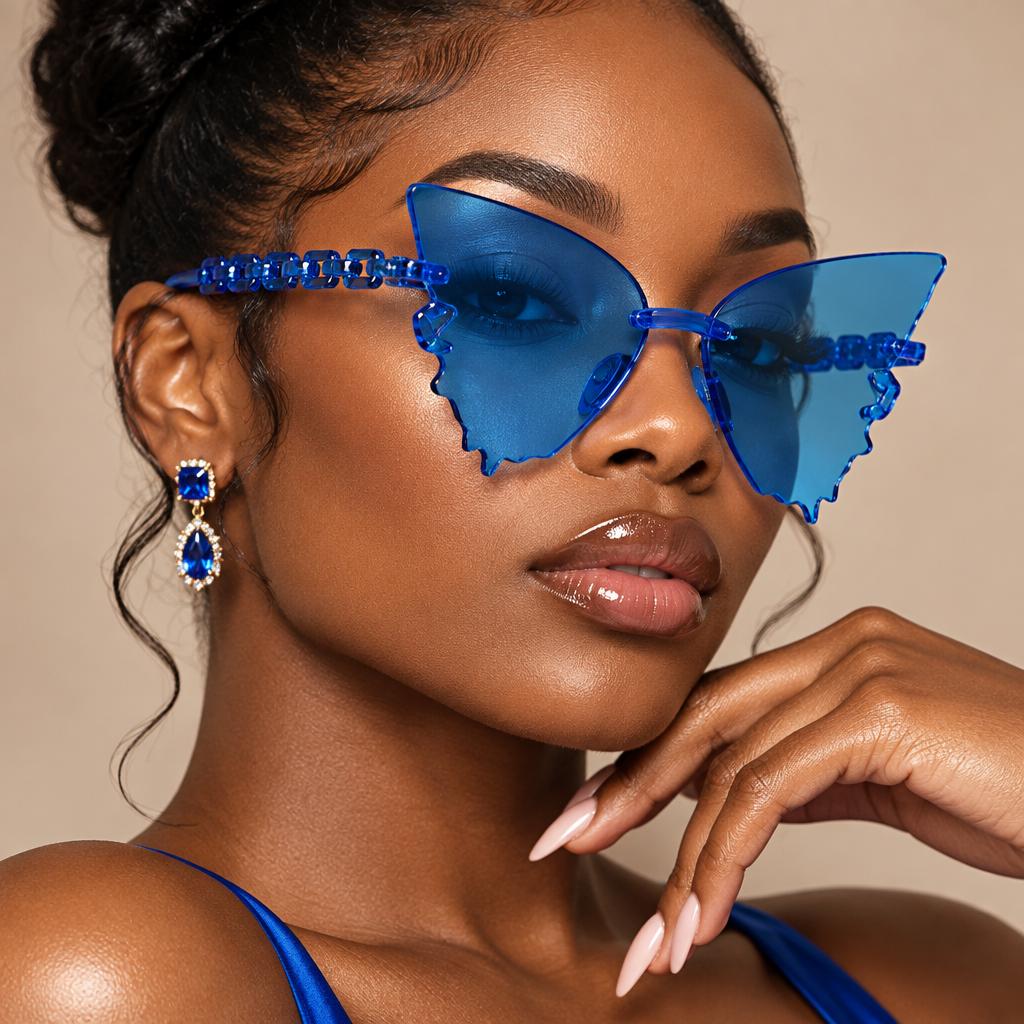 Blue Butterfly Wing Sunglasses