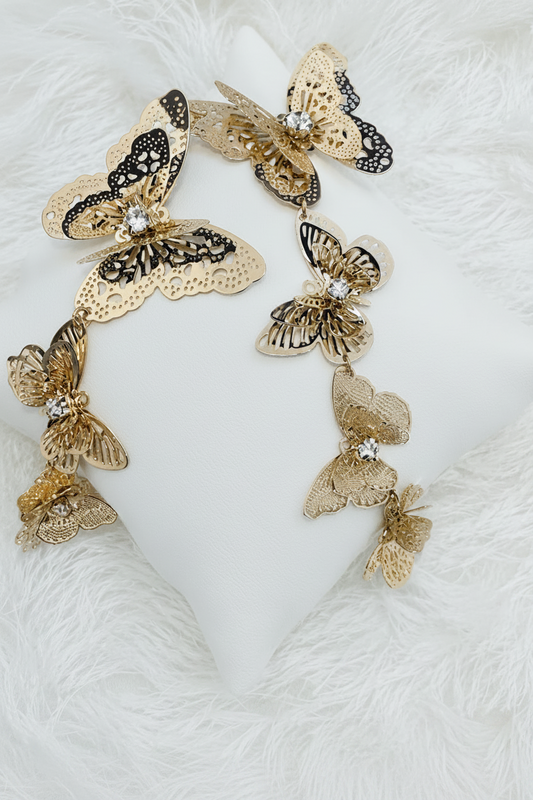 3D Long Trio Love Earrings